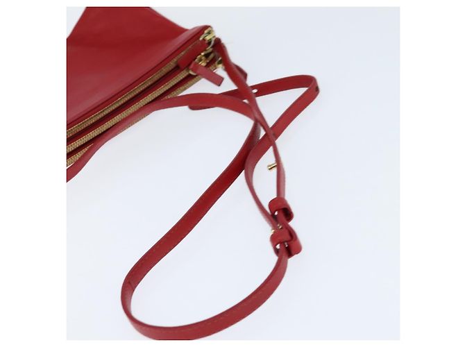 Céline Borsa a Spalla CELINE Trio in Pelle Rossa e Oro Auth fm4933 Rosso D'oro - vista 7