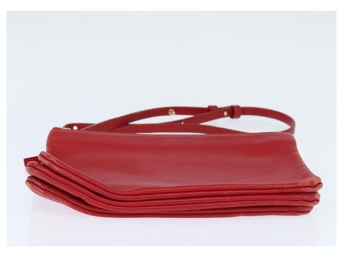 Céline Borsa a Spalla CELINE Trio in Pelle Rossa e Oro Auth fm4933 Rosso D'oro - vista 9