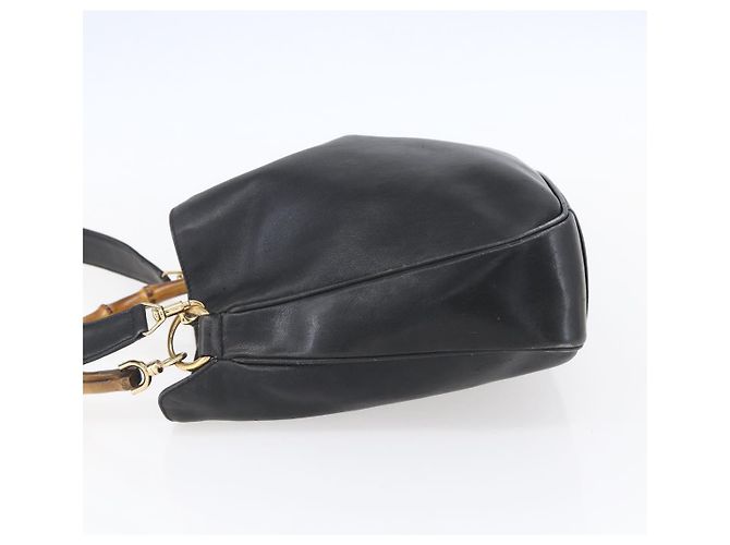 Borsa a Spalla in Pelle Gucci Bamboo 2way Nera Oro 001 3754 1639 Auth 149973 Nero D'oro - vista 4
