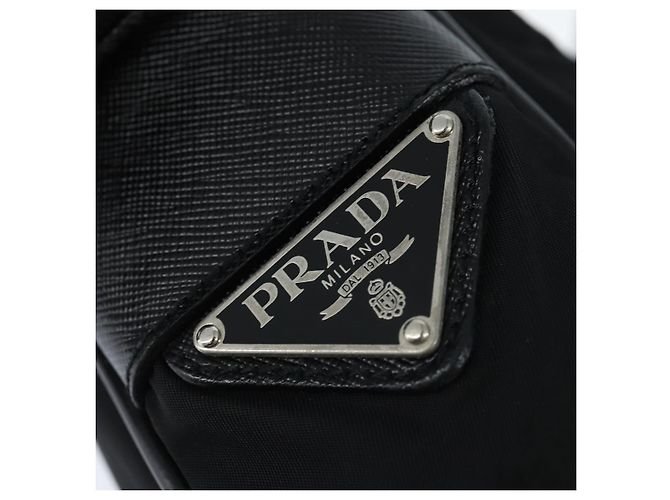 Borsa a Spalla PRADA Nylon Nero Argento Autentica am9554 - vista 18