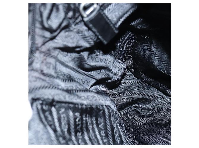 Borsa a Spalla PRADA Nylon Nero Argento Autentica am9554 - vista 21