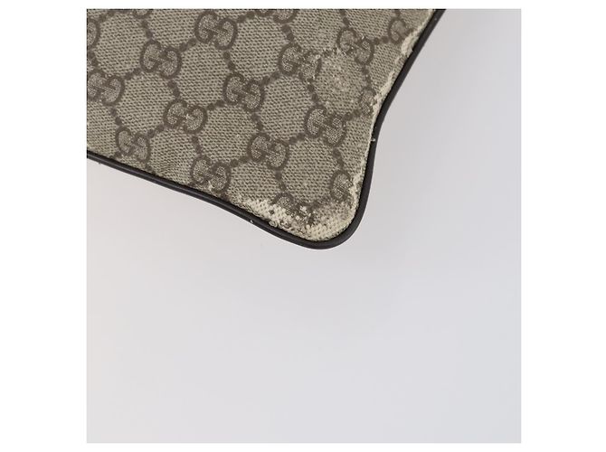 Borsa a spalla GG Supreme in PVC beige e argento di GUCCI 141626 Auth 146723 - vista 12
