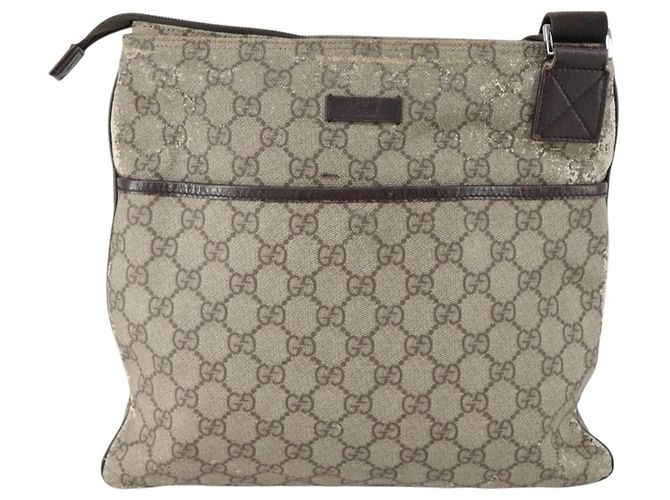 Borsa a spalla GG Supreme in PVC beige e argento di GUCCI 141626 Auth 146723 - vista 2