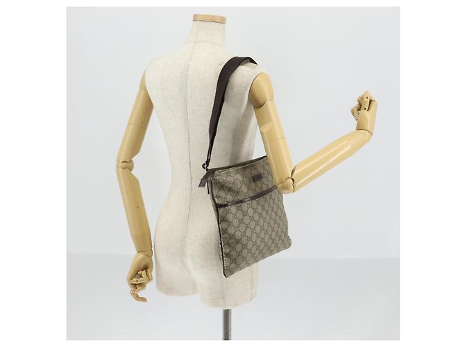 Borsa a spalla GG Supreme in PVC beige e argento di GUCCI 141626 Auth 146723 - vista 22