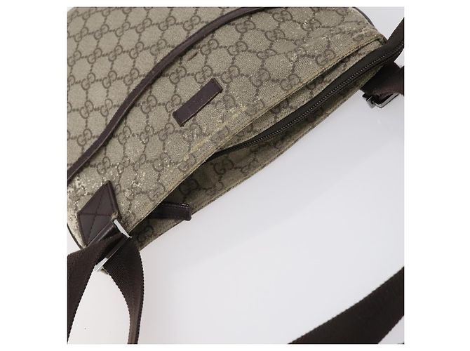 Borsa a spalla GG Supreme in PVC beige e argento di GUCCI 141626 Auth 146723 - vista 6