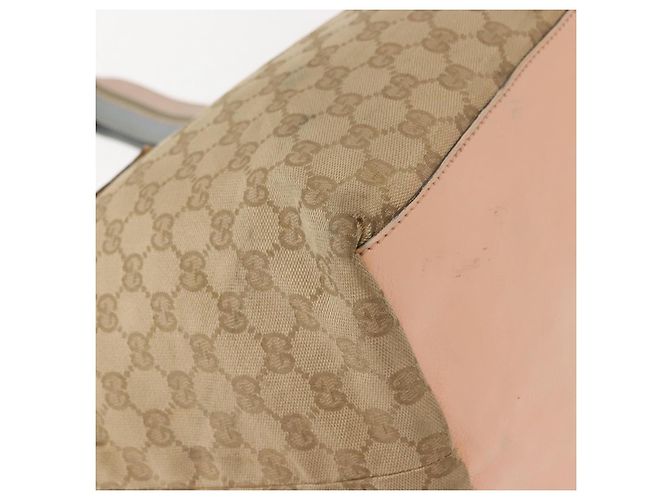 Borsa Tote in Canvas GG Gucci Beige Oro 131230 Auth BA7274 D'oro - vista 10