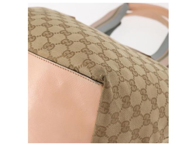 Borsa Tote in Canvas GG Gucci Beige Oro 131230 Auth BA7274 D'oro - vista 11