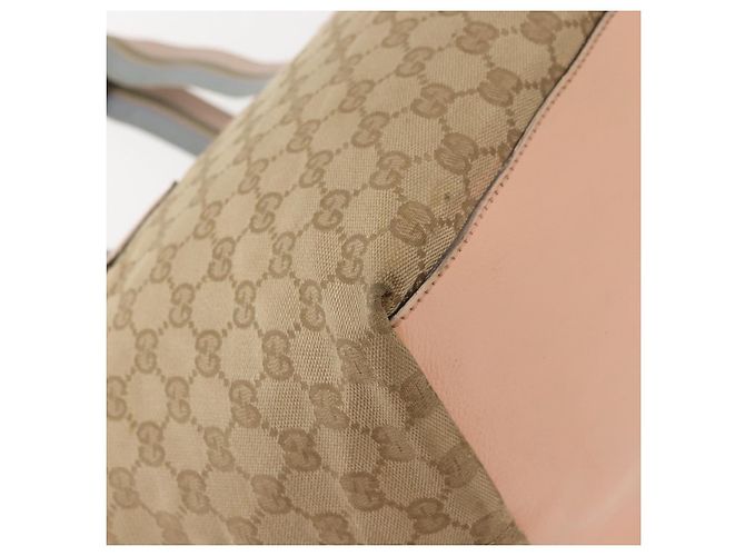 Borsa Tote in Canvas GG Gucci Beige Oro 131230 Auth BA7274 D'oro - vista 12
