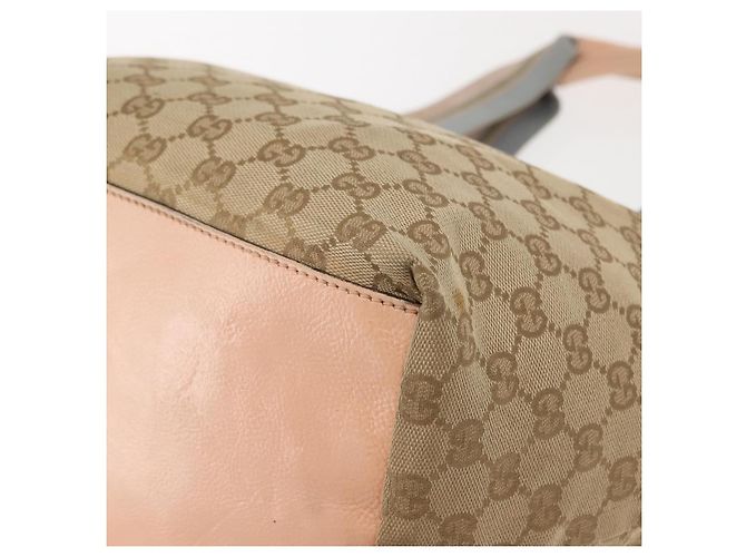 Borsa Tote in Canvas GG Gucci Beige Oro 131230 Auth BA7274 D'oro - vista 13