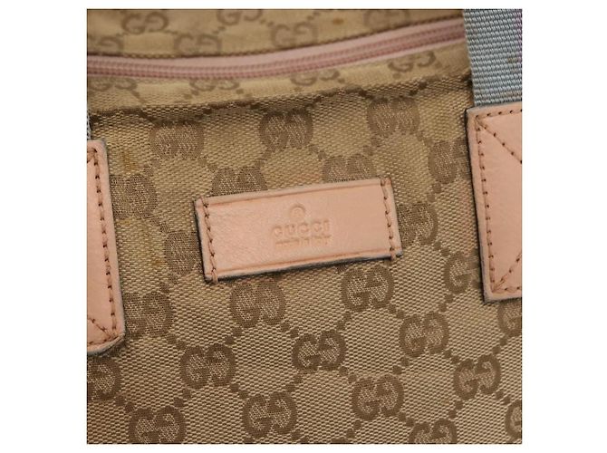 Borsa Tote in Canvas GG Gucci Beige Oro 131230 Auth BA7274 D'oro - vista 14