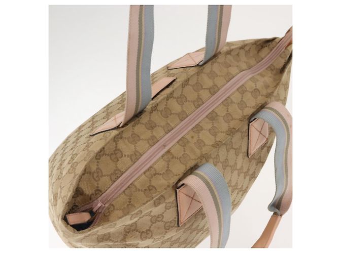 Borsa Tote in Canvas GG Gucci Beige Oro 131230 Auth BA7274 D'oro - vista 6