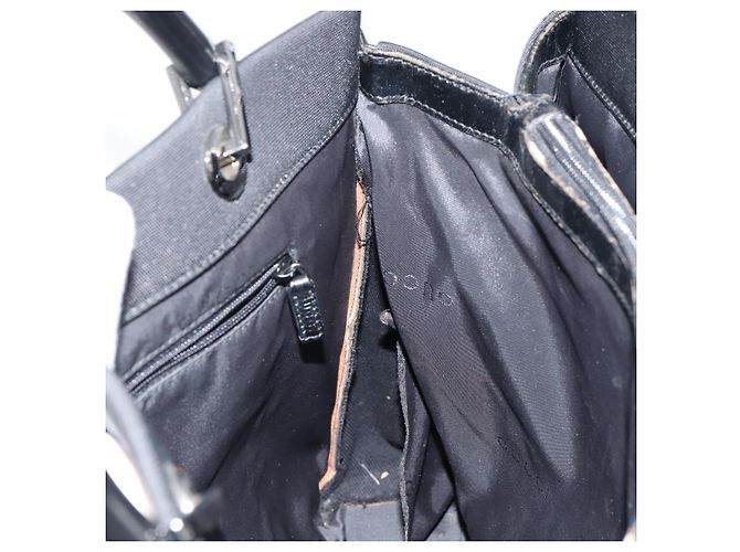 Gucci Bamboo Handtasche aus schwarzem Nylon und Silber 002 1010 Auth gh1148 - Ansicht 17