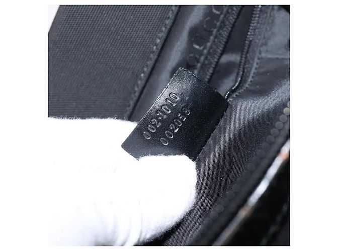Gucci Bamboo Handtasche aus schwarzem Nylon und Silber 002 1010 Auth gh1148 - Ansicht 22