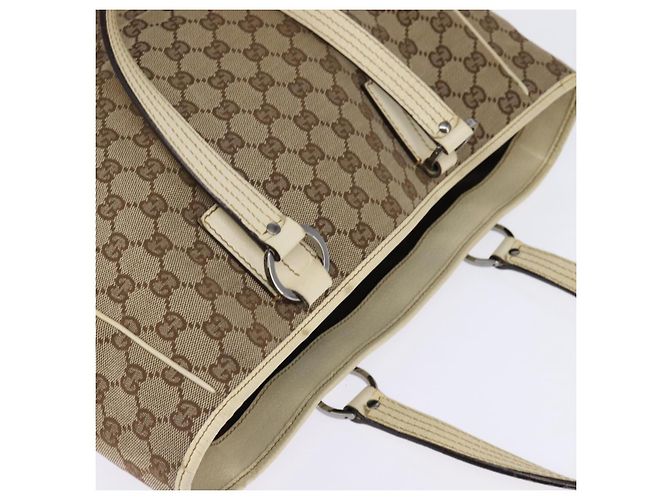 GUCCI GG Canvas Tote Bag Beige Silber 113017 Auth SW1705 - Ansicht 6