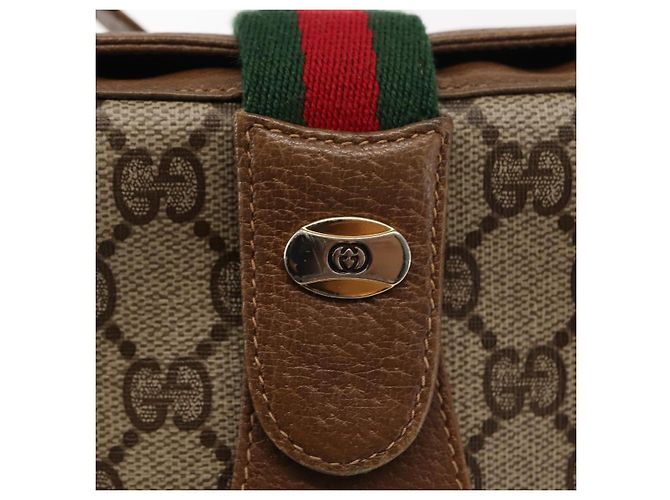 Borsa a Spalla Gucci GG Supreme Web Sherry Line PVC Beige 116 02 024 Auth ep11422 D'oro - vista 14