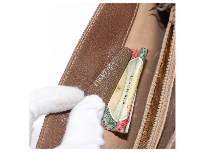 Borsa a Spalla Gucci GG Supreme Web Sherry Line PVC Beige 116 02 024 Auth ep11422 D'oro - vista 22