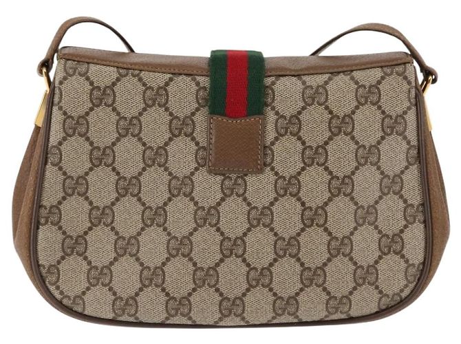 Borsa a Spalla Gucci GG Supreme Web Sherry Line PVC Beige 116 02 024 Auth ep11422 D'oro - vista 3