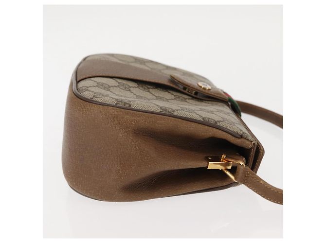 Borsa a Spalla Gucci GG Supreme Web Sherry Line PVC Beige 116 02 024 Auth ep11422 D'oro - vista 4