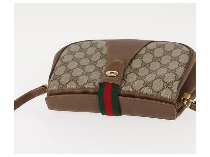 Borsa a Spalla Gucci GG Supreme Web Sherry Line PVC Beige 116 02 024 Auth ep11422 D'oro - vista 6