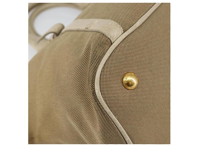 PRADA Borsa a mano in tela beige oro Auth 146705 D'oro - vista 13
