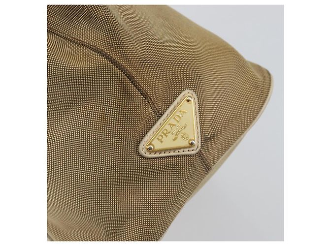 PRADA Borsa a mano in tela beige oro Auth 146705 D'oro - vista 14