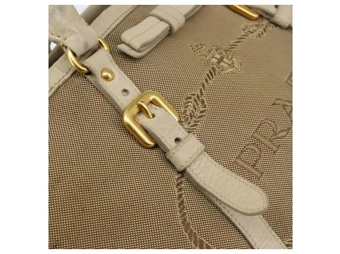 PRADA Borsa a mano in tela beige oro Auth 146705 D'oro - vista 16