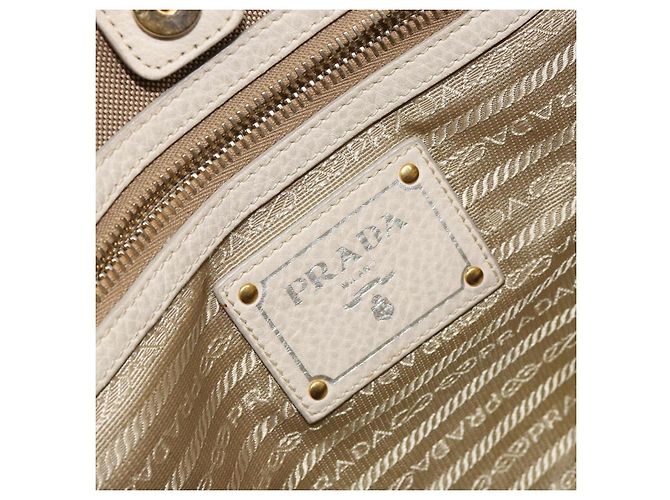 PRADA Borsa a mano in tela beige oro Auth 146705 D'oro - vista 18