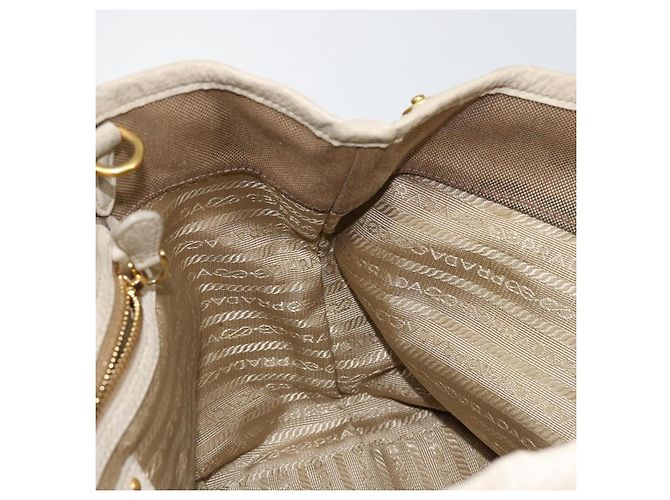 PRADA Borsa a mano in tela beige oro Auth 146705 D'oro - vista 20