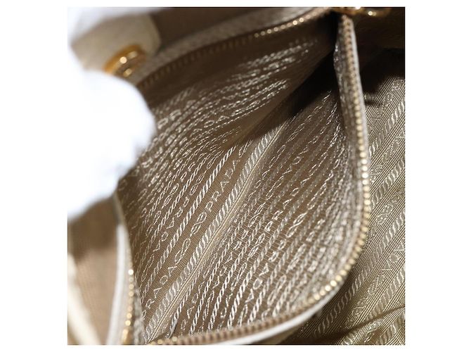 PRADA Borsa a mano in tela beige oro Auth 146705 D'oro - vista 22