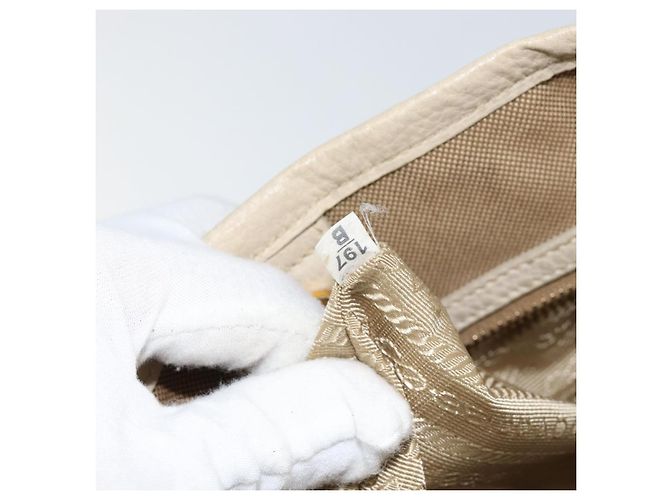 PRADA Borsa a mano in tela beige oro Auth 146705 D'oro - vista 23