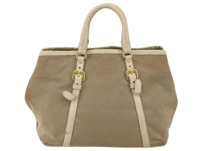 PRADA Borsa a mano in tela beige oro Auth 146705 D'oro - vista 3