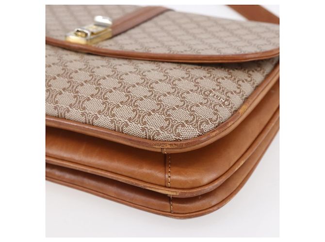 Céline Borsa a Spalla in Tela Macadam CELINE PVC Beige Oro Auth BA7051 D'oro - vista 10