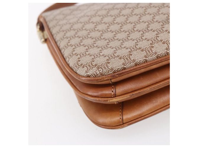 Céline Borsa a Spalla in Tela Macadam CELINE PVC Beige Oro Auth BA7051 D'oro - vista 13
