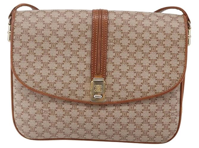 Céline Borsa a Spalla in Tela Macadam CELINE PVC Beige Oro Auth BA7051 D'oro - vista 2
