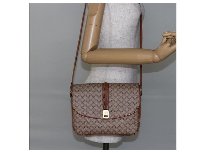 Céline Borsa a Spalla in Tela Macadam CELINE PVC Beige Oro Auth BA7051 D'oro - vista 23
