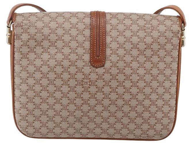 Céline Borsa a Spalla in Tela Macadam CELINE PVC Beige Oro Auth BA7051 D'oro - vista 3