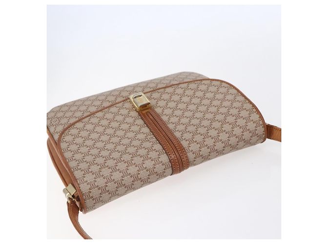 Céline Borsa a Spalla in Tela Macadam CELINE PVC Beige Oro Auth BA7051 D'oro - vista 6