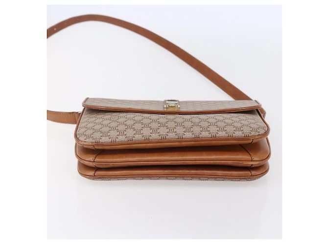 Céline Borsa a Spalla in Tela Macadam CELINE PVC Beige Oro Auth BA7051 D'oro - vista 9