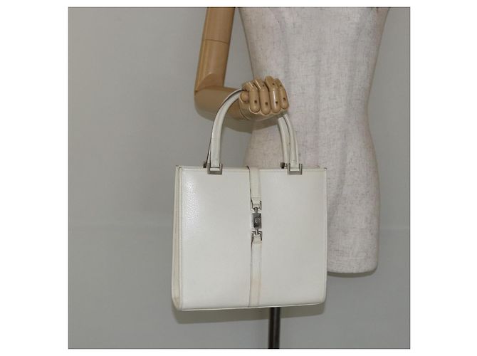 Borsa a mano GUCCI Jackie in pelle bianca e argento 002 1065 3444 Auth ep11352 Bianco - vista 23