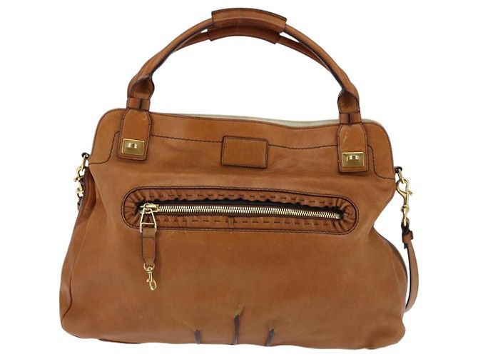 Chloé Borsa a mano in pelle Chloe Margaret 2 in 1 marrone oro Auth BA7073 D'oro - vista 2