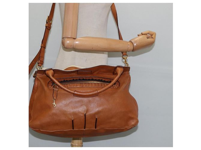 Chloé Borsa a mano in pelle Chloe Margaret 2 in 1 marrone oro Auth BA7073 D'oro - vista 24