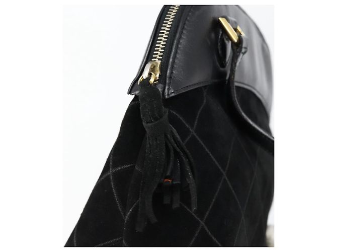 Salvatore Ferragamo Schultertasche aus Leder Wildleder Schwarz Gold Auth BA7056 Golden - Ansicht 14
