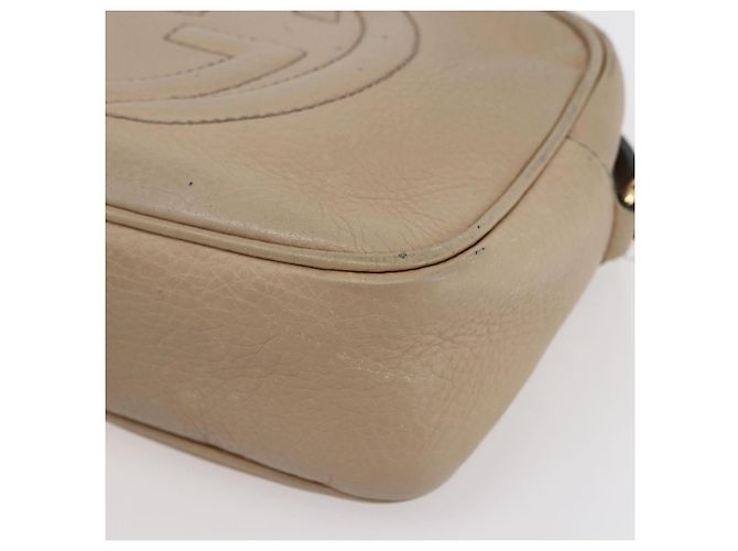 GUCCI Kleine Disco Interlocking Tasche Leder Beige Gold 308364 Auth bs30123 Golden - Ansicht 10