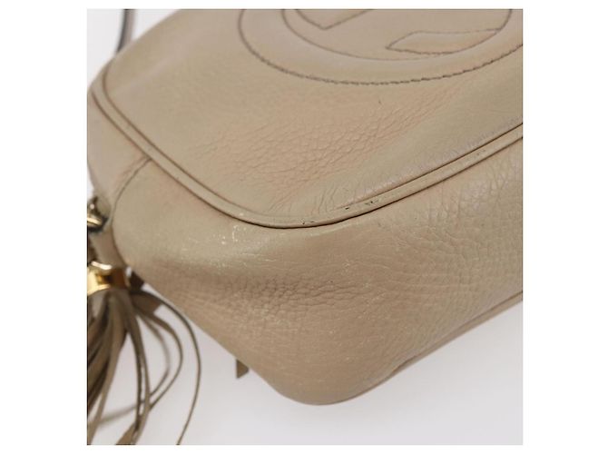 GUCCI Kleine Disco Interlocking Tasche Leder Beige Gold 308364 Auth bs30123 Golden - Ansicht 11