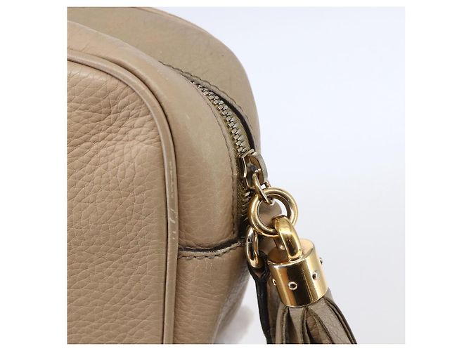 GUCCI Kleine Disco Interlocking Tasche Leder Beige Gold 308364 Auth bs30123 Golden - Ansicht 14