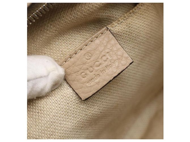 GUCCI Kleine Disco Interlocking Tasche Leder Beige Gold 308364 Auth bs30123 Golden - Ansicht 15