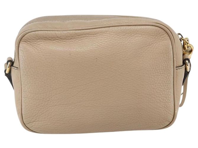 GUCCI Kleine Disco Interlocking Tasche Leder Beige Gold 308364 Auth bs30123 Golden - Ansicht 3