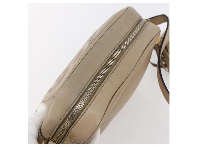 GUCCI Kleine Disco Interlocking Tasche Leder Beige Gold 308364 Auth bs30123 Golden - Ansicht 6