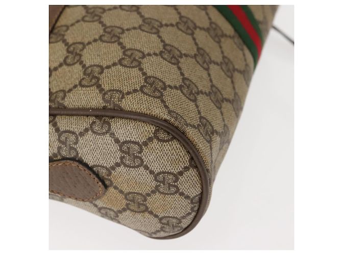 Borsa a Spalla Gucci GG Supreme Web Sherry Line PVC Beige 56 02 005 Auth ep11392 D'oro - vista 10