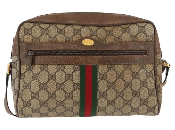 Borsa a Spalla Gucci GG Supreme Web Sherry Line PVC Beige 56 02 005 Auth ep11392 D'oro - vista 2